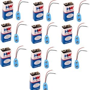HW Battery with Clips 9V (10 pcs), Robust Energy Storage