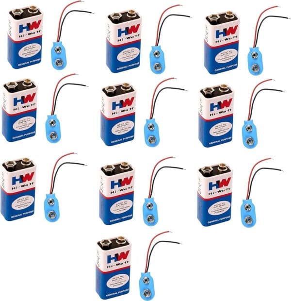 HW Battery with Clips 9V (10 pcs), Robust Energy Storage