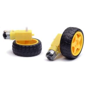 2 x Dual Shaft BO Motor with Wheel , Dual Shaft BO Motor With Wheel, Black and Yellow, (2 Sets)