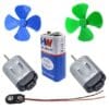 2Pcs 3V DC Toy Motor + 2 Pcs 4 wing fan + 1 Pcs 9v Battery (2 Pcs)