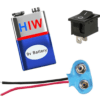 9V Battery with Cap, on-off Switch