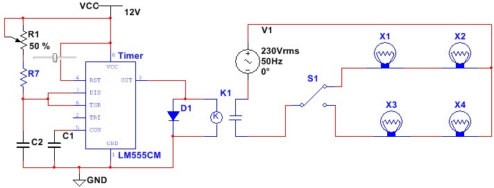 Flashing Lamps Using 555 Timer