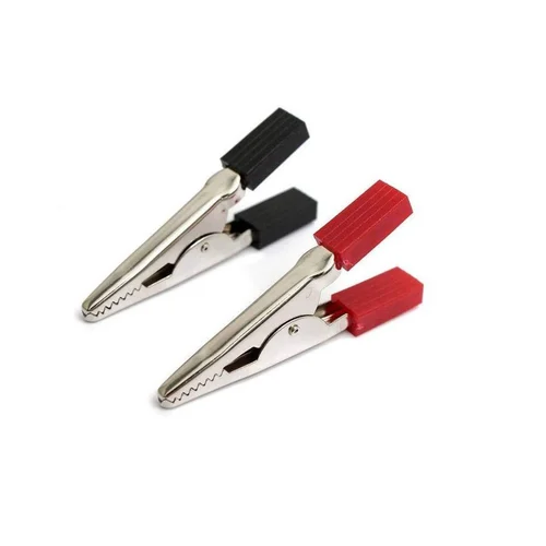 Non-Insulated Crocodile Test Alligator Clips (Red + Black) - Image 2